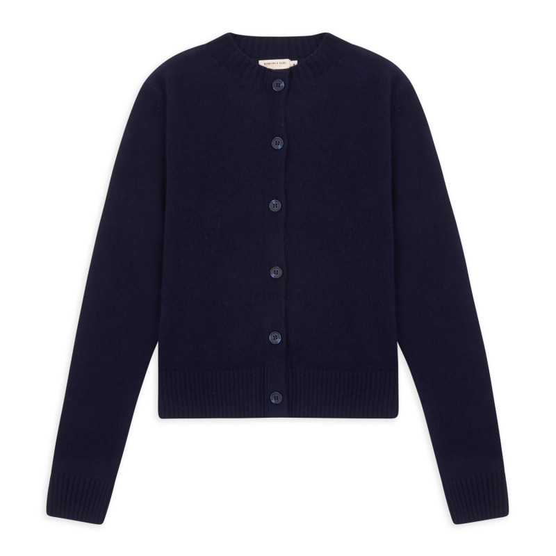 Navy wool cardigan women's top