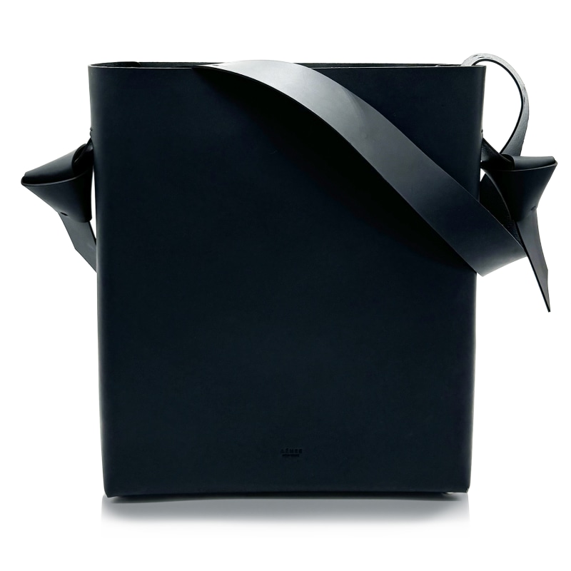 Thumbnail of Women’s Minimal Leather Bucket Tote Bag- Black image