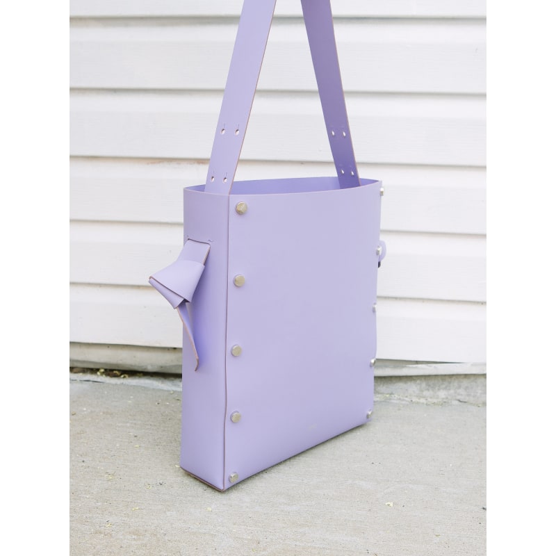 Thumbnail of Women’s Minimal Leather Bucket Tote Bag- Lavender image