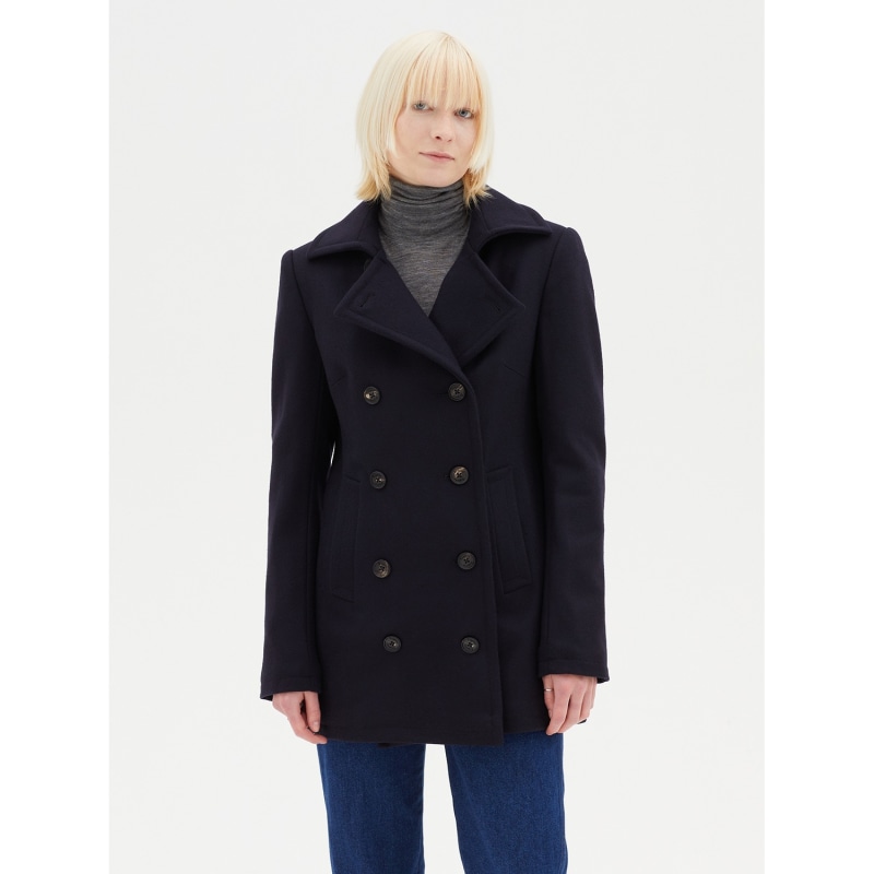 Womens navy blue peacoat wool top