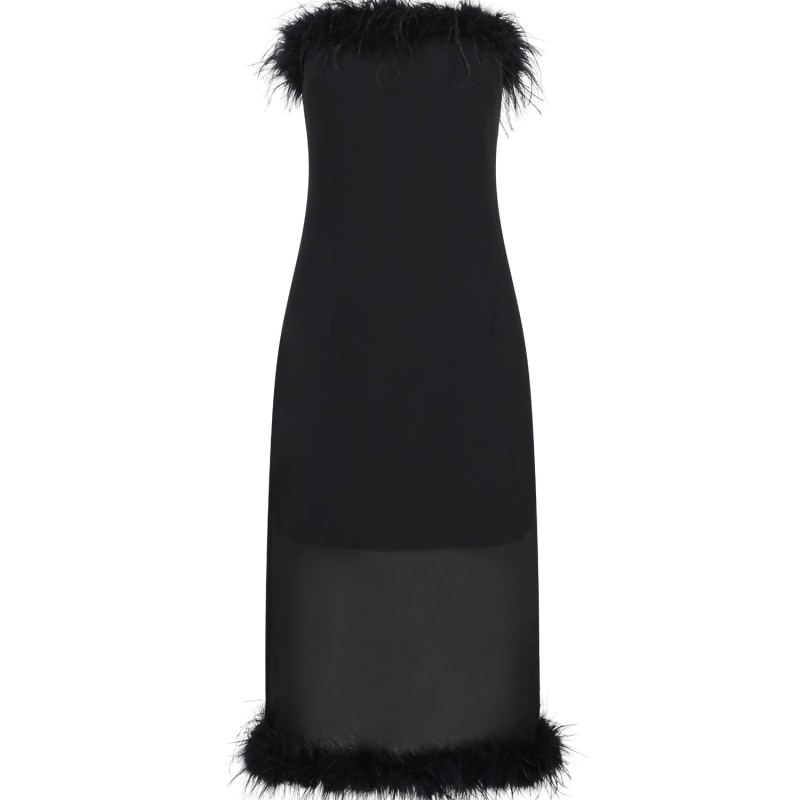 Womens Ostrich Feather Trimmed Dress, BALOU