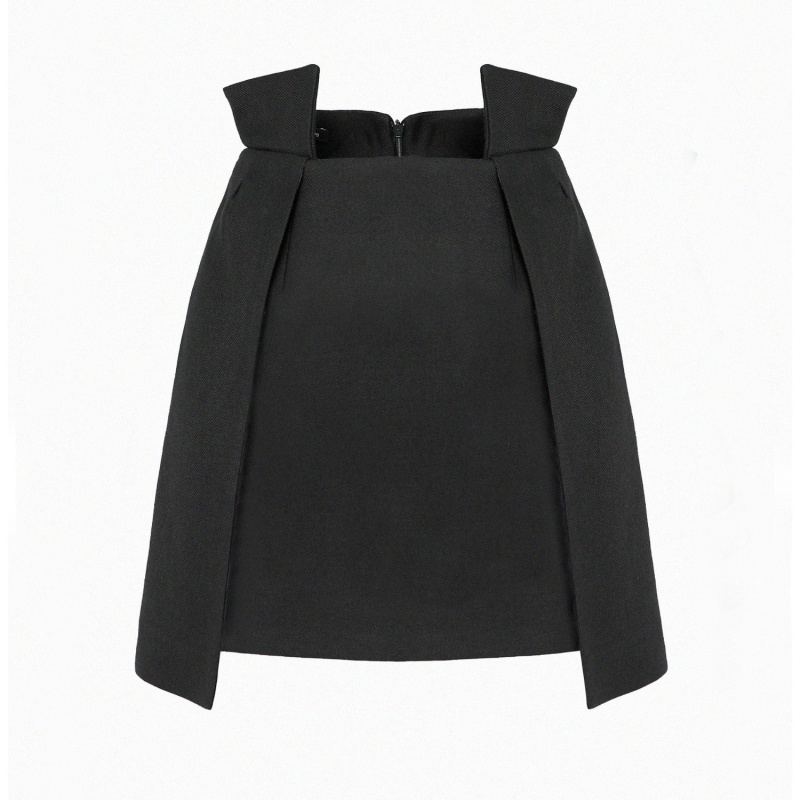 Wool Blend Wrap Mini Skirt Black AVENUE No.29 Wolf Badger