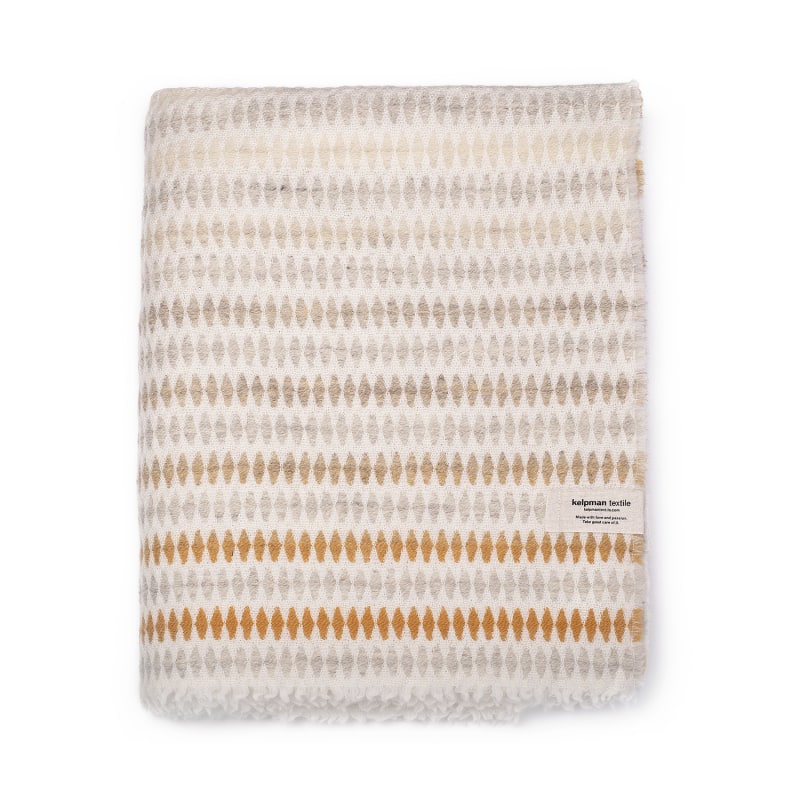 Wool Throw Blanket Harlequin Gray Ocher Gradient kelpman textile Wolf Badger