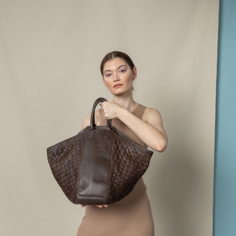 Thumbnail of Woven Leather All Day Tote Bag Brown image