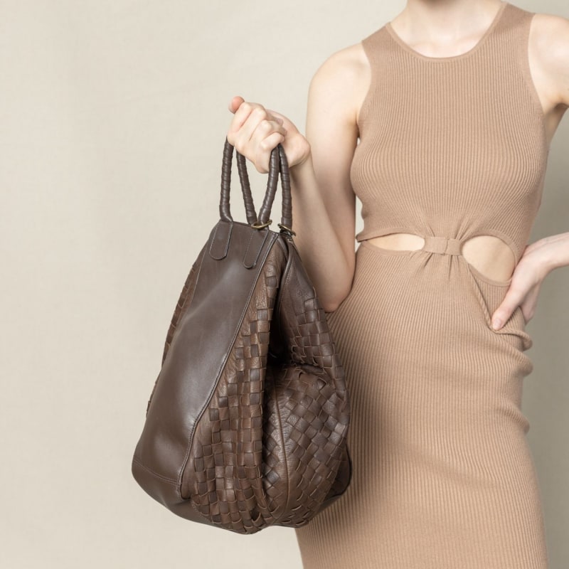 Thumbnail of Woven Leather All Day Tote Bag Brown image