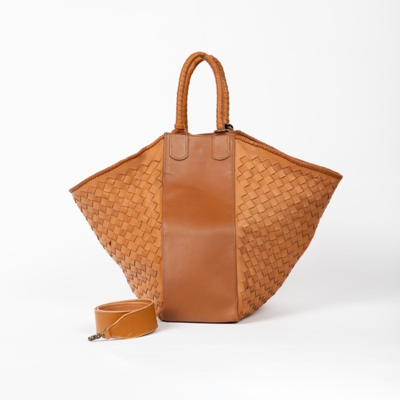 Thumbnail of Woven Leather All Day Tote Bag Cognac image