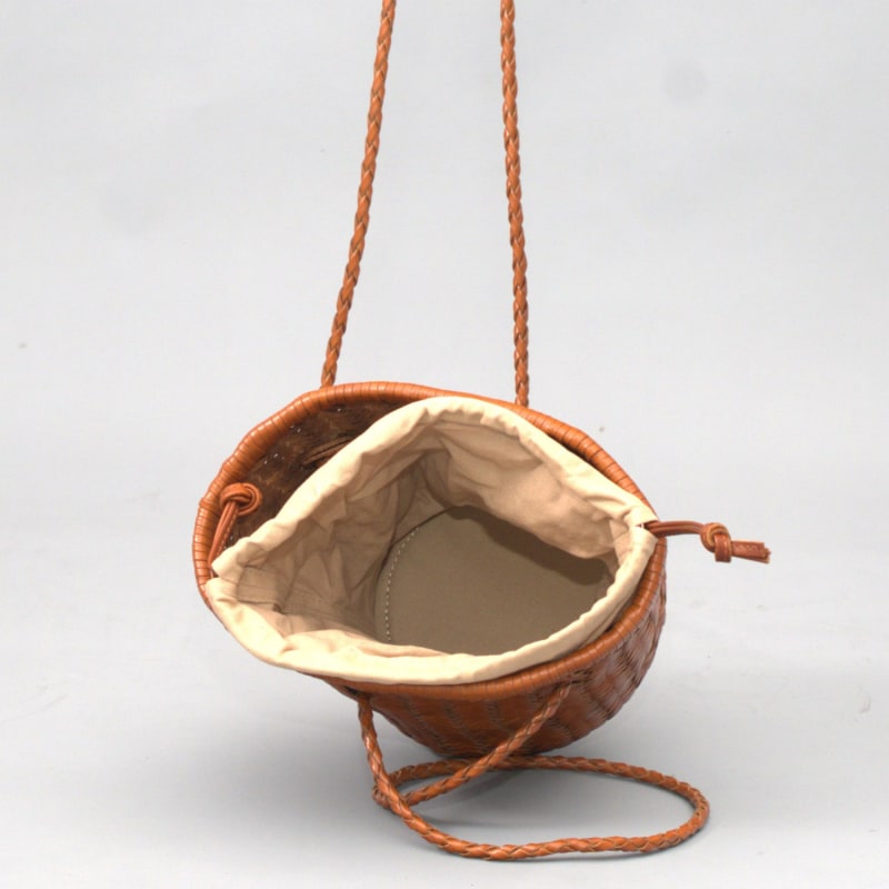 Thumbnail of Woven Leather Beach Bucket Bag - Tan image