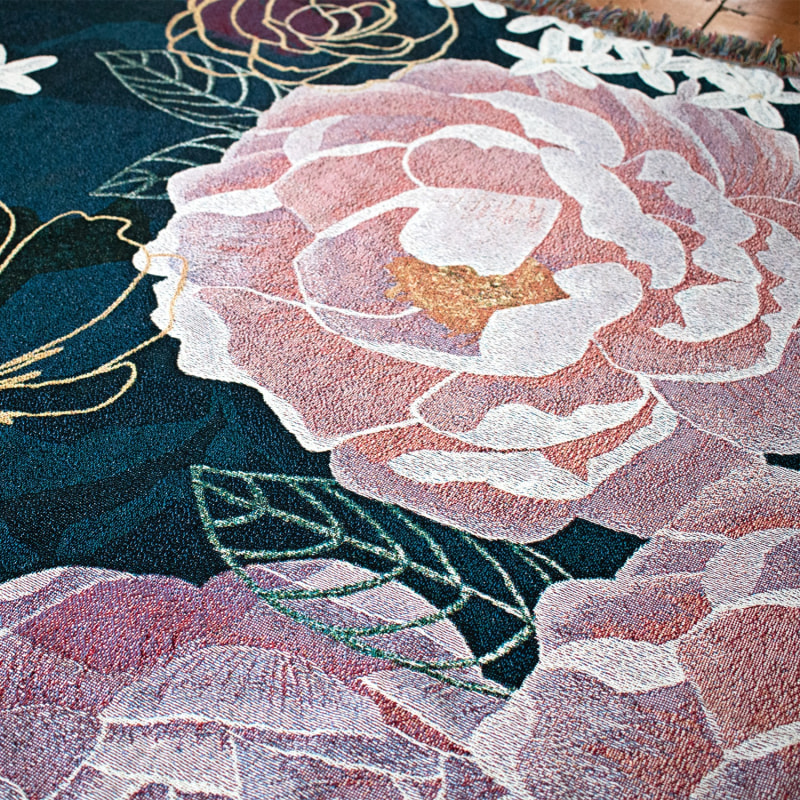 Thumbnail of Woven Throw - Peonies and Jasmine image