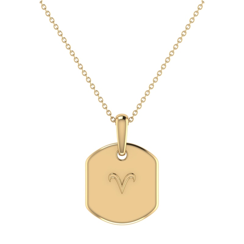 Thumbnail of Aries Ram Constellation Tag Pendant Necklace In 14 Kt Yellow Gold Vermeil image