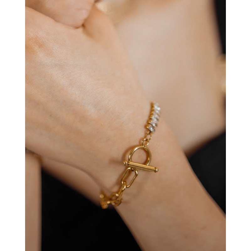 Thumbnail of Nyra Luxury Half Chain Half Zirconic Bracelet image