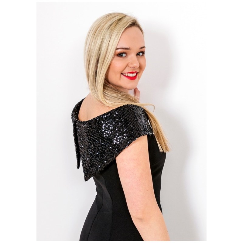 Thumbnail of Sweet Pea Black Dress In Crepe And Black Sequins Collar image