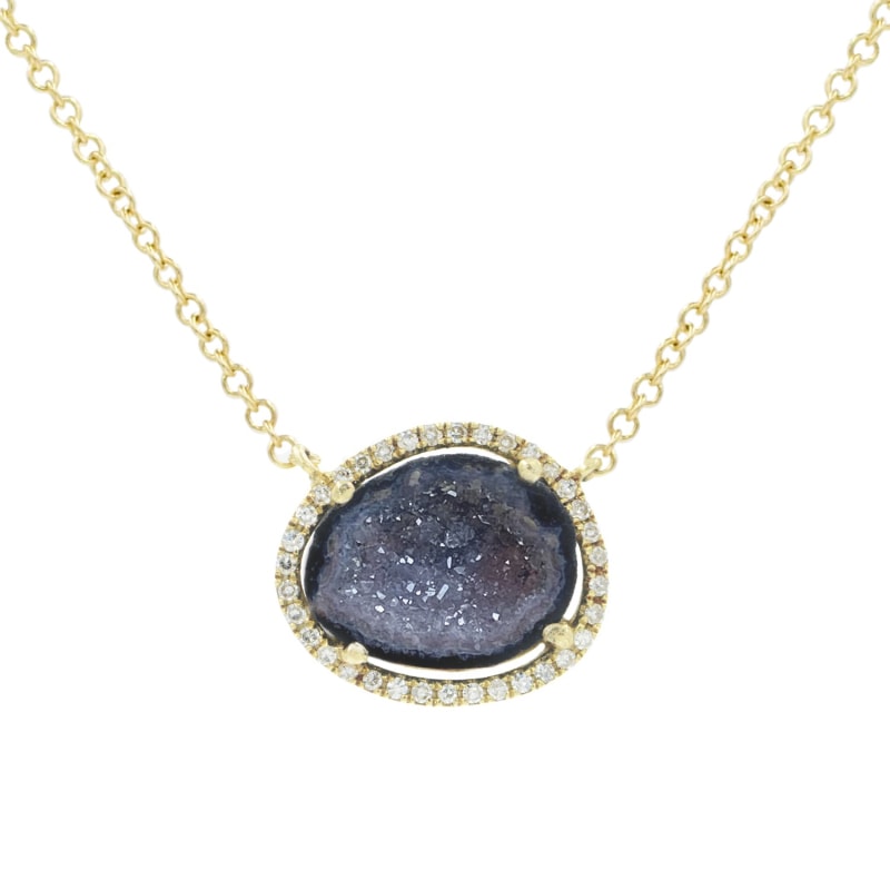 Thumbnail of Baby Geode Halo Necklace With Diamonds image