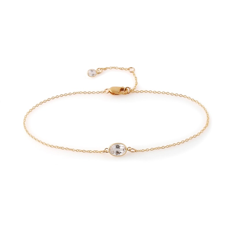 Thumbnail of Single Stone Bezel Set White Topaz Bracelet In 14 Karat Yellow Gold image