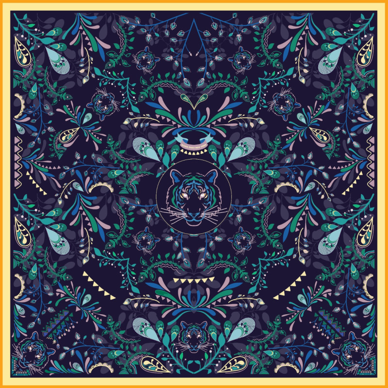 Thumbnail of Silk Scarf With Night In The Jungle image