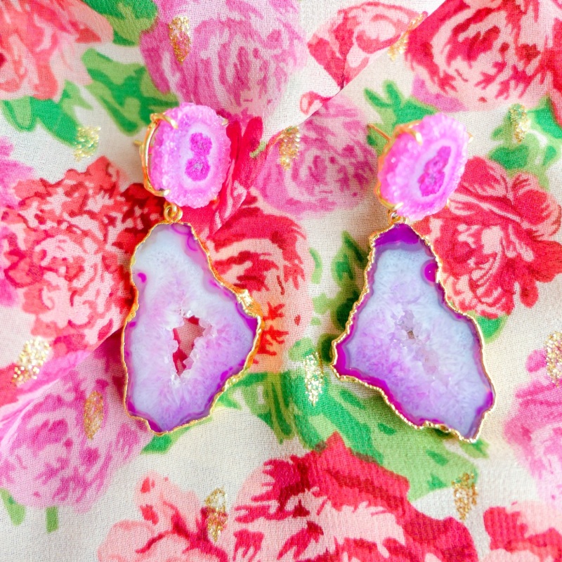 Thumbnail of Pastel 'Summer Love' Gemstone Gold Statement Earrings image