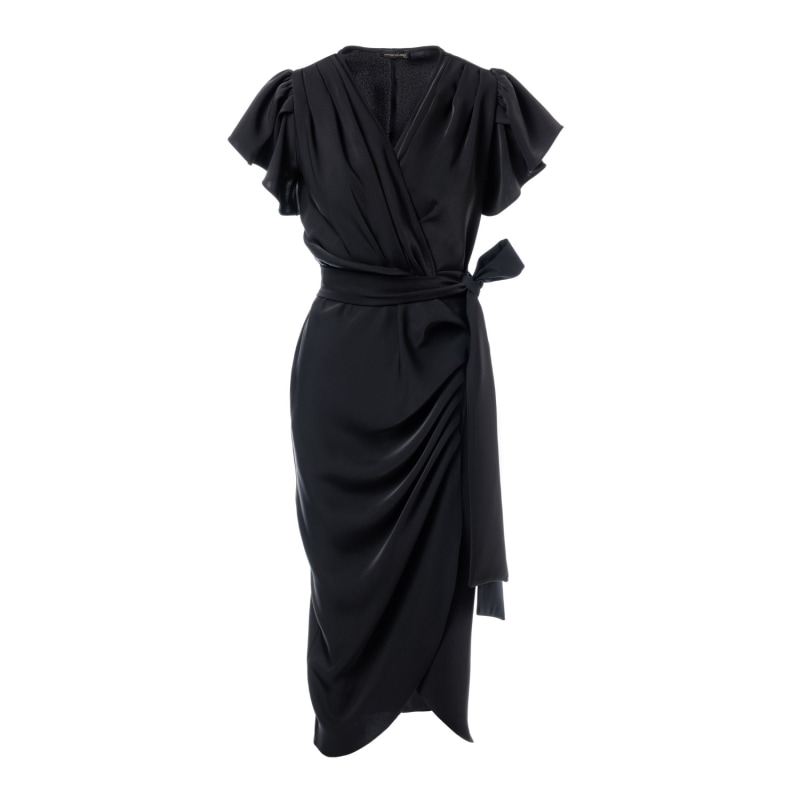 Black wrap cocktail dress new arrivals
