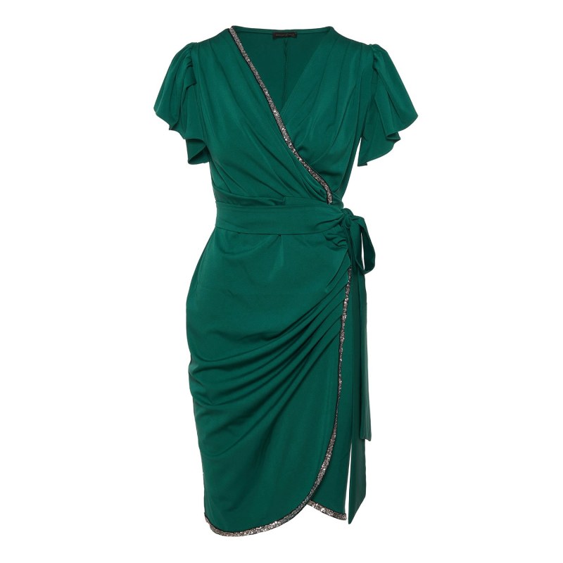 Wrap Cocktail Short Green Dress by concept A trois