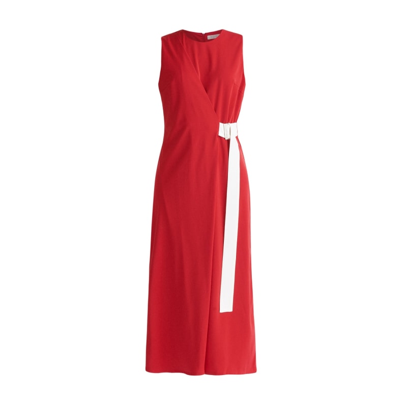 Red wrap jumpsuit deals