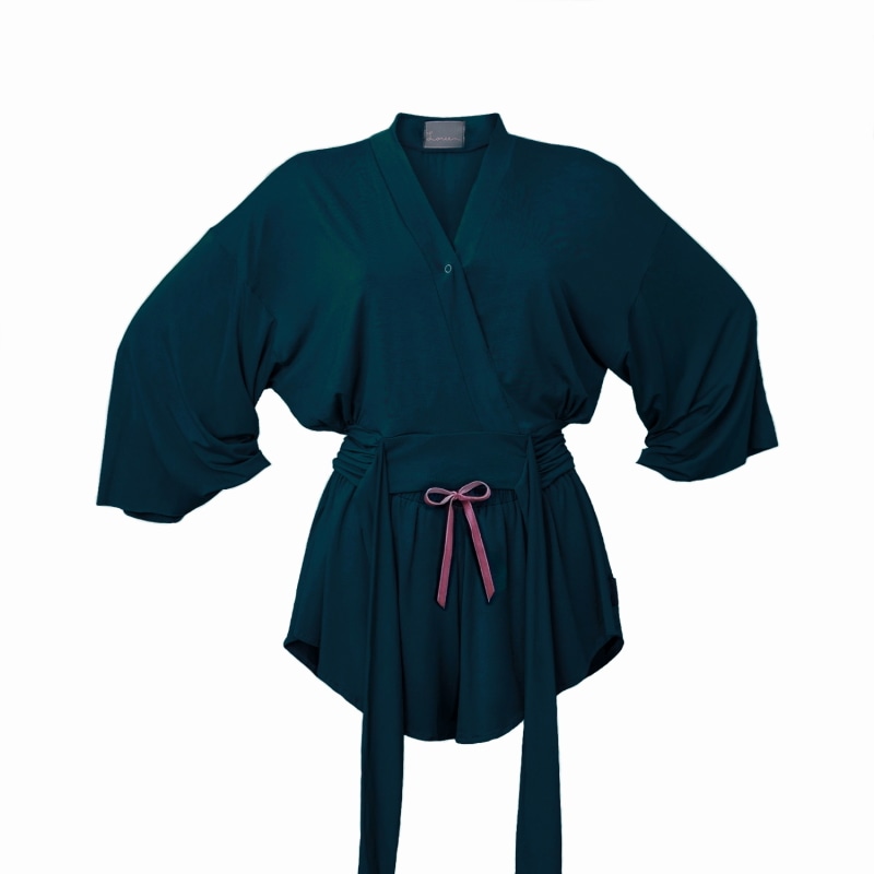 Thumbnail of Wrap Top & Comfy Shorts - Emerald Green image