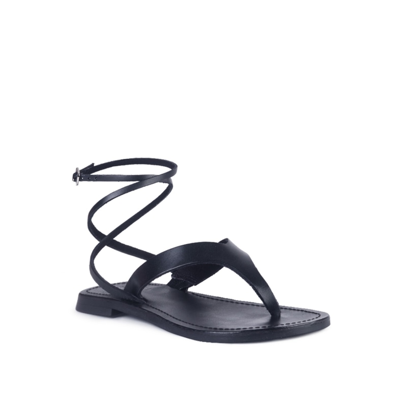 Black tie flat sandals store