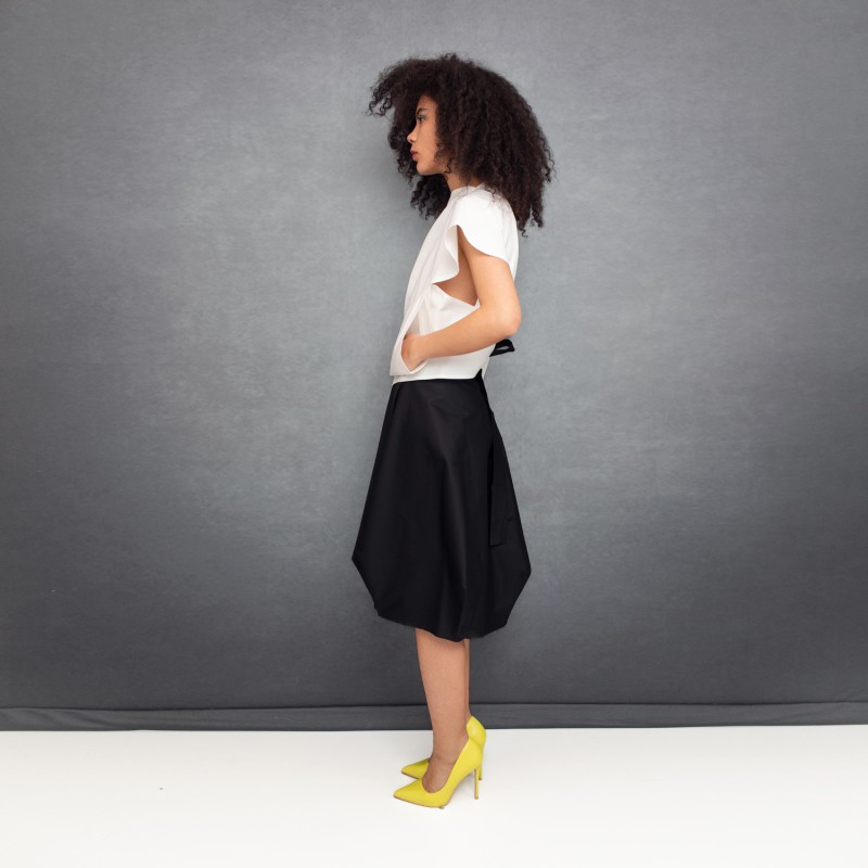 Thumbnail of Wrapped Skirt In Black Cotton image