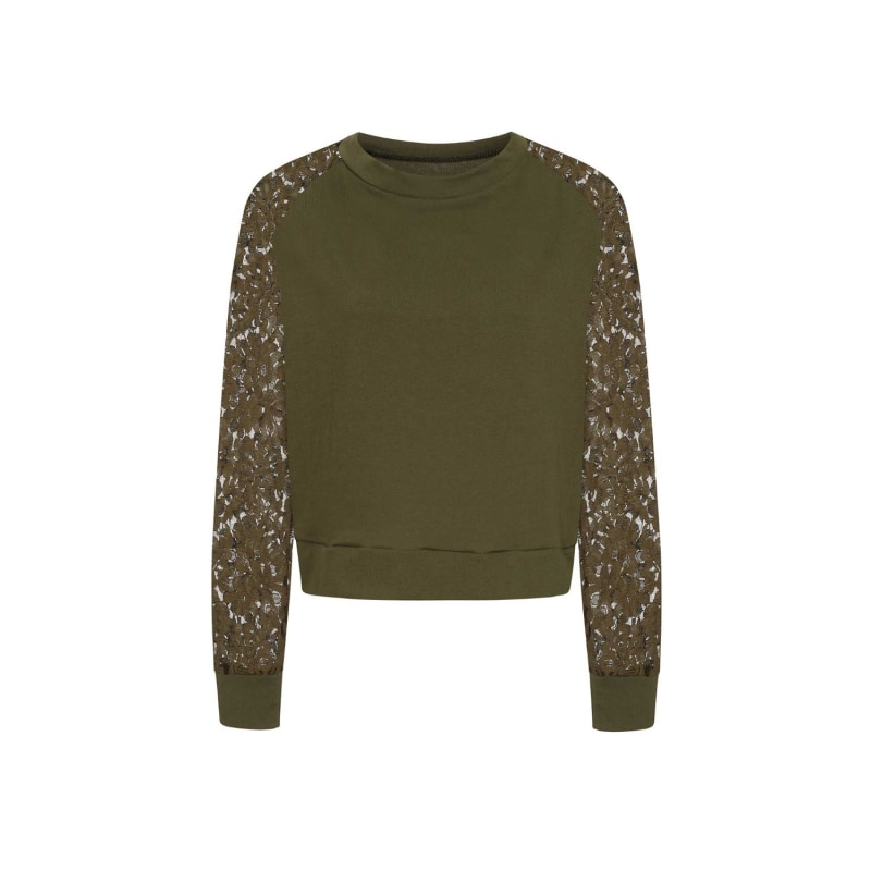 Thumbnail of Khaki Green Lace Sleeve Jumper image