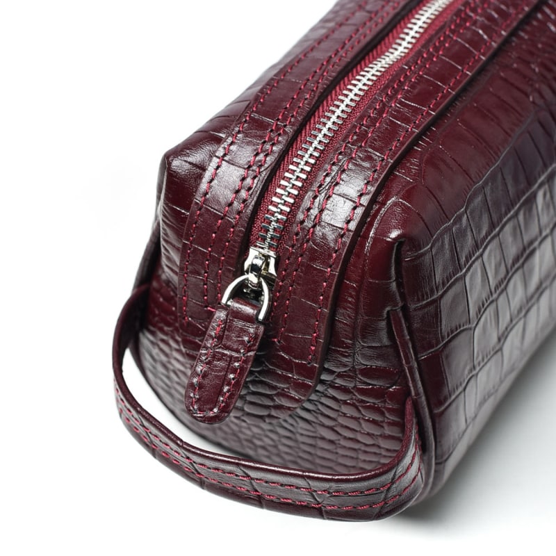 Thumbnail of Leather Cosmetic Purse Bag Burgundy image