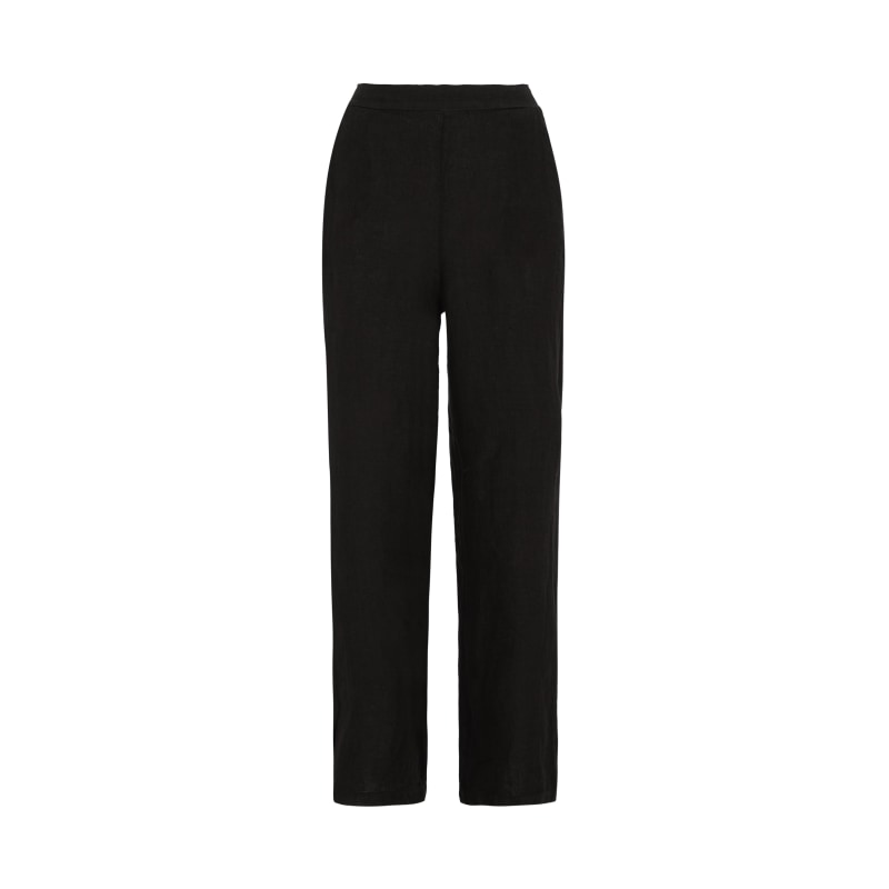 Extra Tall Black Linen Trousers - Straight, High-Waisted & Adjustable by KK