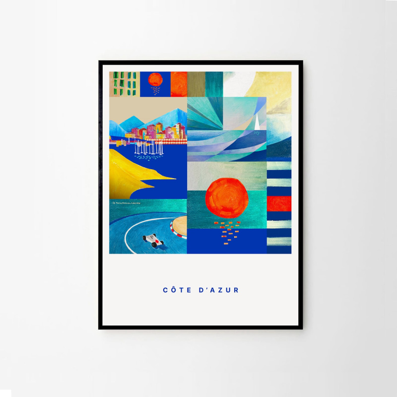 Thumbnail of Colourful Côte D'Azur Travel Poster: Sunrises And Sunsets By The Sea image