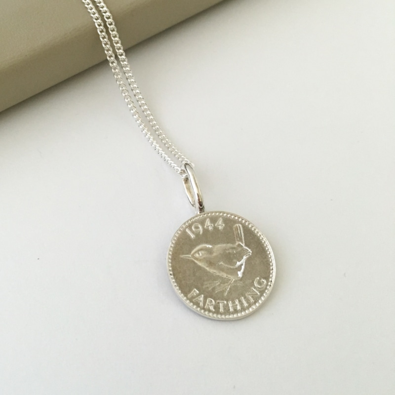 Thumbnail of English Farthing Coin Charm And Chain In Sterling Silver image