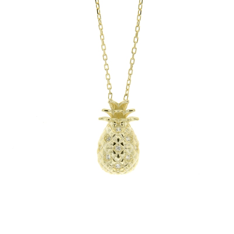 Thumbnail of Sterling Silver Pineapple Cz Necklace In Yellow image