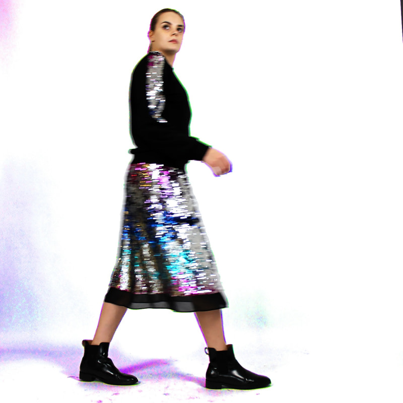 Thumbnail of Black Sweatshirt With Double-Sided Multicolor Sequined Sleeves image