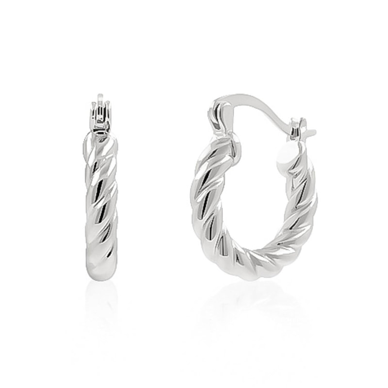 Thumbnail of Twisted Rope Silver Creole Hoop Earrings image