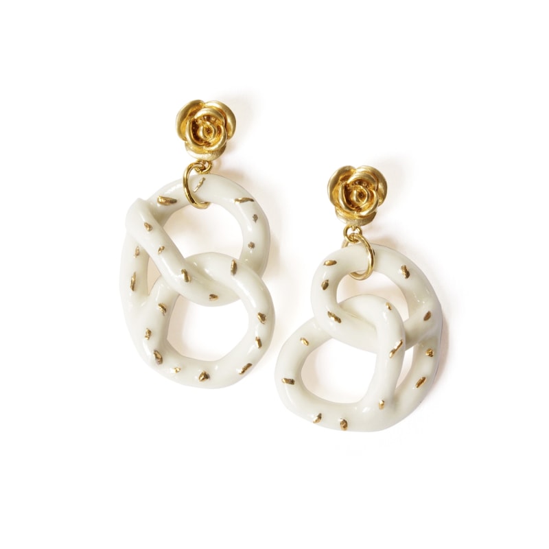 Thumbnail of Golden Rose & Salted Porcelain Pretzel Earrings image