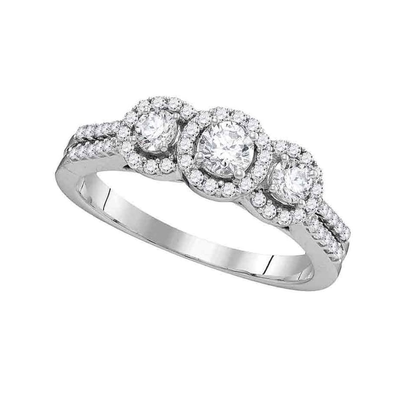 Thumbnail of 3-stone Diamond Engagement Ring in 14k White Gold image