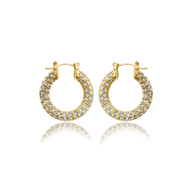 Thumbnail of Ayla Micro Inlaid Diamond Hoop Earrings image