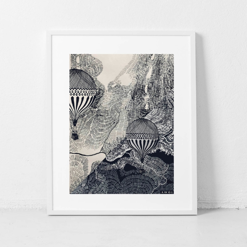 Thumbnail of The Dreamer Illustration Art Print: Air Balloon Adventures In The Sky image