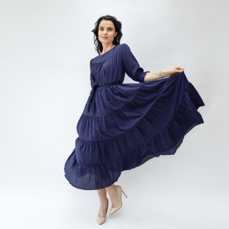 Thumbnail of Pompeia Silk Tier Dress - Blue image