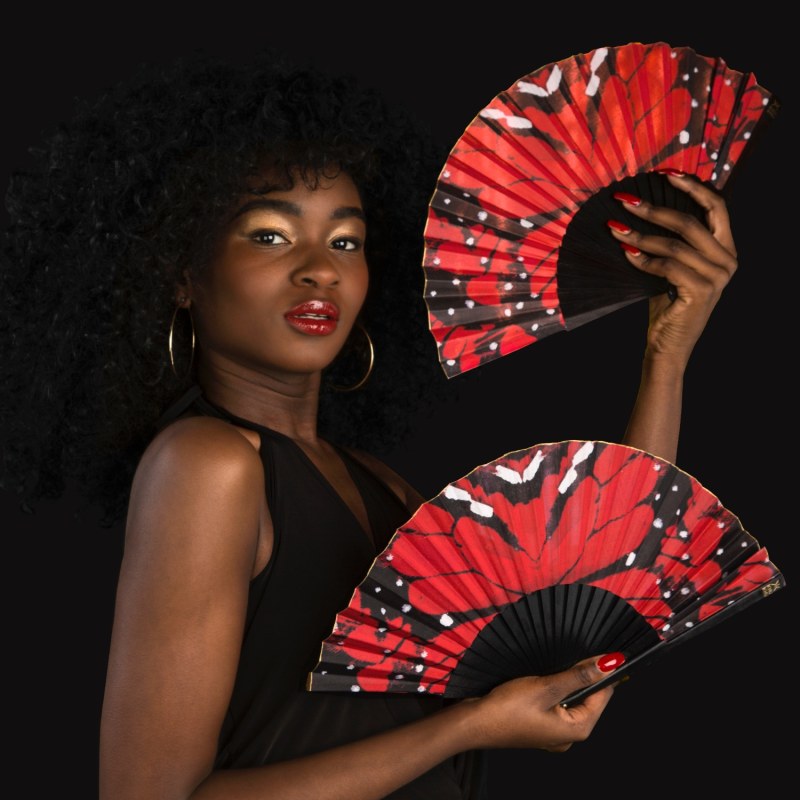 Thumbnail of Red Papillon Hand Fan image