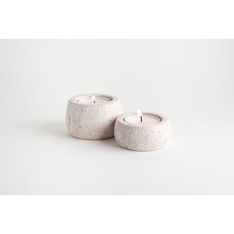 Thumbnail of Vaina Candle Holder Medium - Travertine Marble image