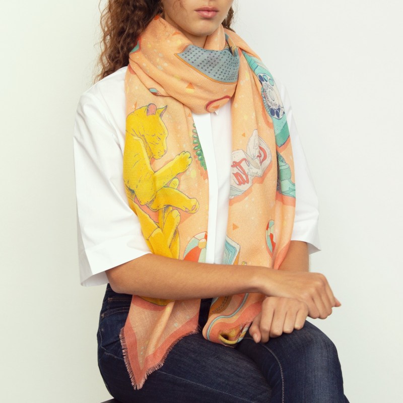 Thumbnail of Cashmere Silk A Noon Pink Scarf image