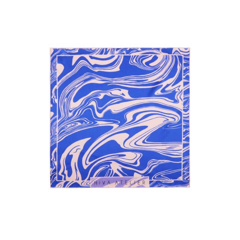 Thumbnail of Hiva Scarf Square Blocking Wave Sodalite Blue Mink image