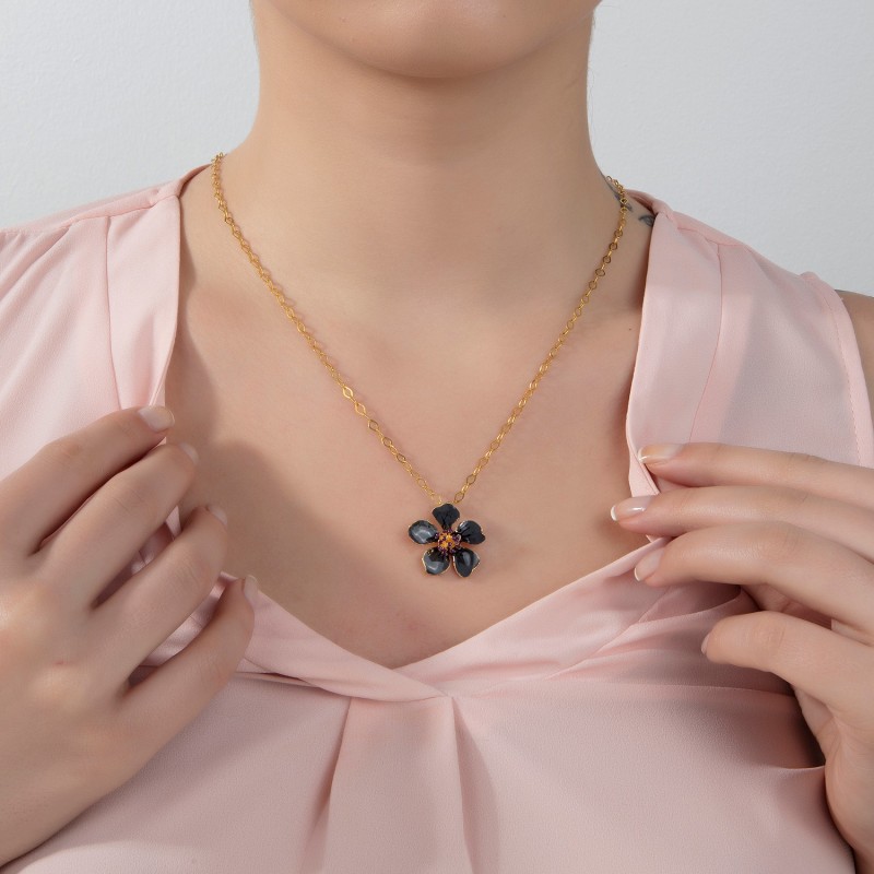 Thumbnail of Grey Cherry Blossom Flower Necklace image