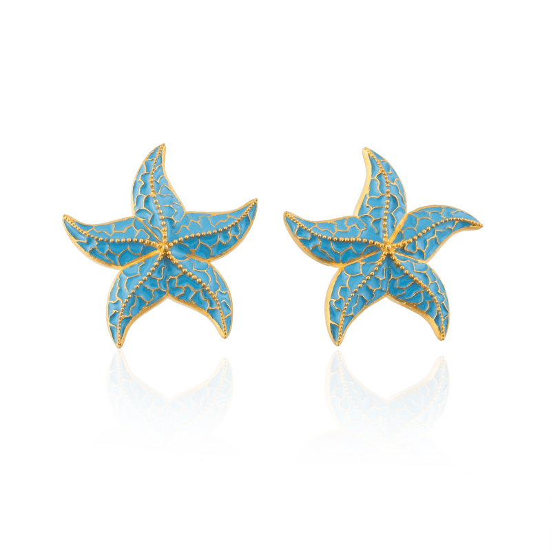 Light Blue Starfish Earrings Milou Jewelry Wolf Badger