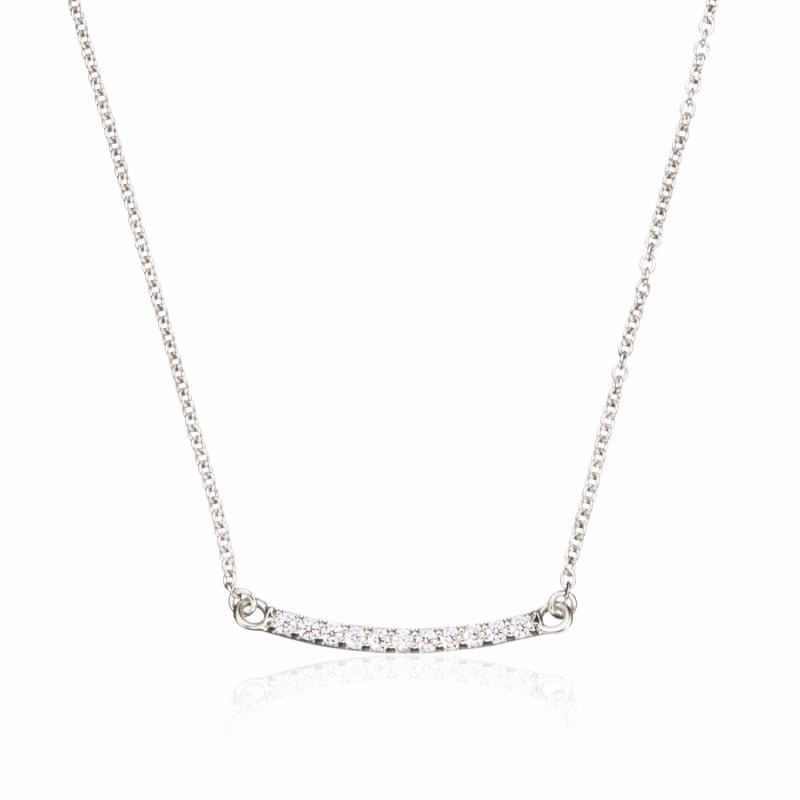 Thumbnail of Sterling Silver Diamond Style Bar Necklace image