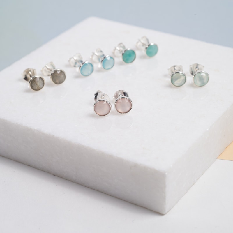 Thumbnail of Savanne Sterling Silver & Amazonite Stud Earrings image