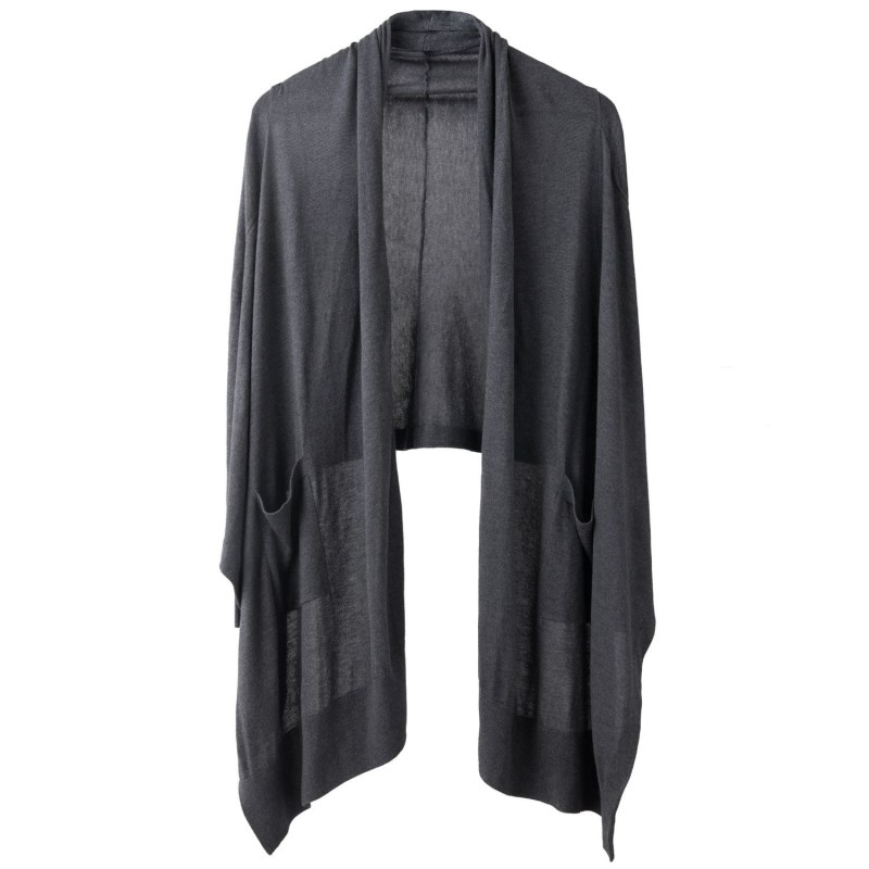 Thumbnail of Avoir Charcoal Cashmere Silk Wrap Cardigan image