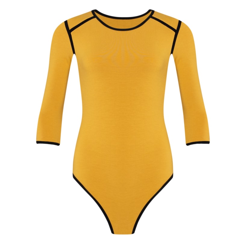 Thumbnail of Girl Two-Tone Eco Bodysuit In Canary Yellow image
