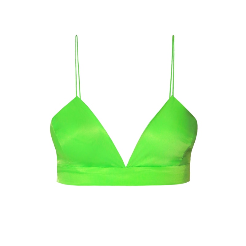 Asha Satin Green Flash Bralette Top Aggi Wolf Badger