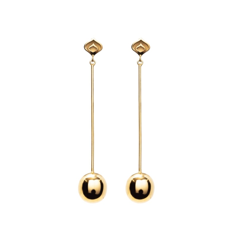 Thumbnail of Gold Sphere Long Earrings image